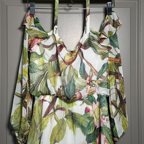 Adrianna Papell Floral Cold Shoulder Mini Dress Size 2 Spring Garden Party - Picture 3 of 11